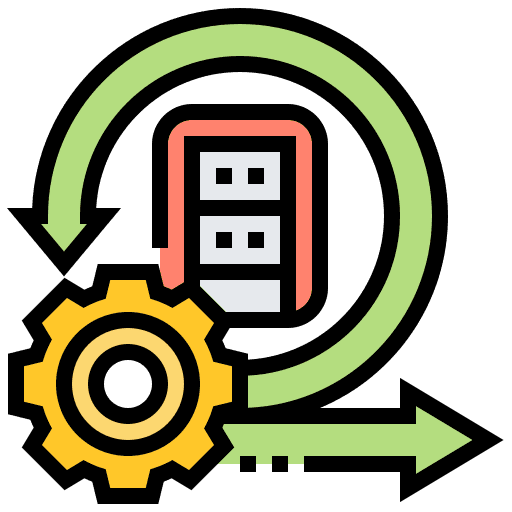 Software development icon with gear and document representing process automation.